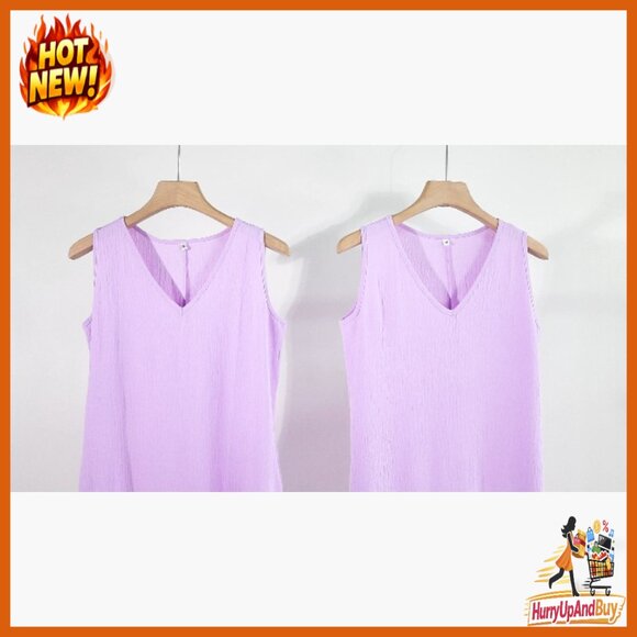 Sleeveless Maxi Sundress Loose Fit V Neck Casual Beach Dress with Pockets - Picture 7 of 7